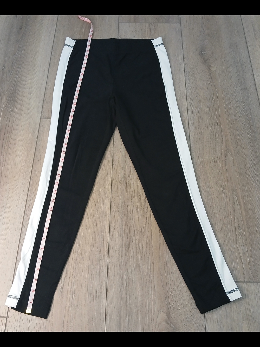 George Black Leggings Women’s Medium White Side Stripe Stretch Athletic Pants - Picture 4 of 8